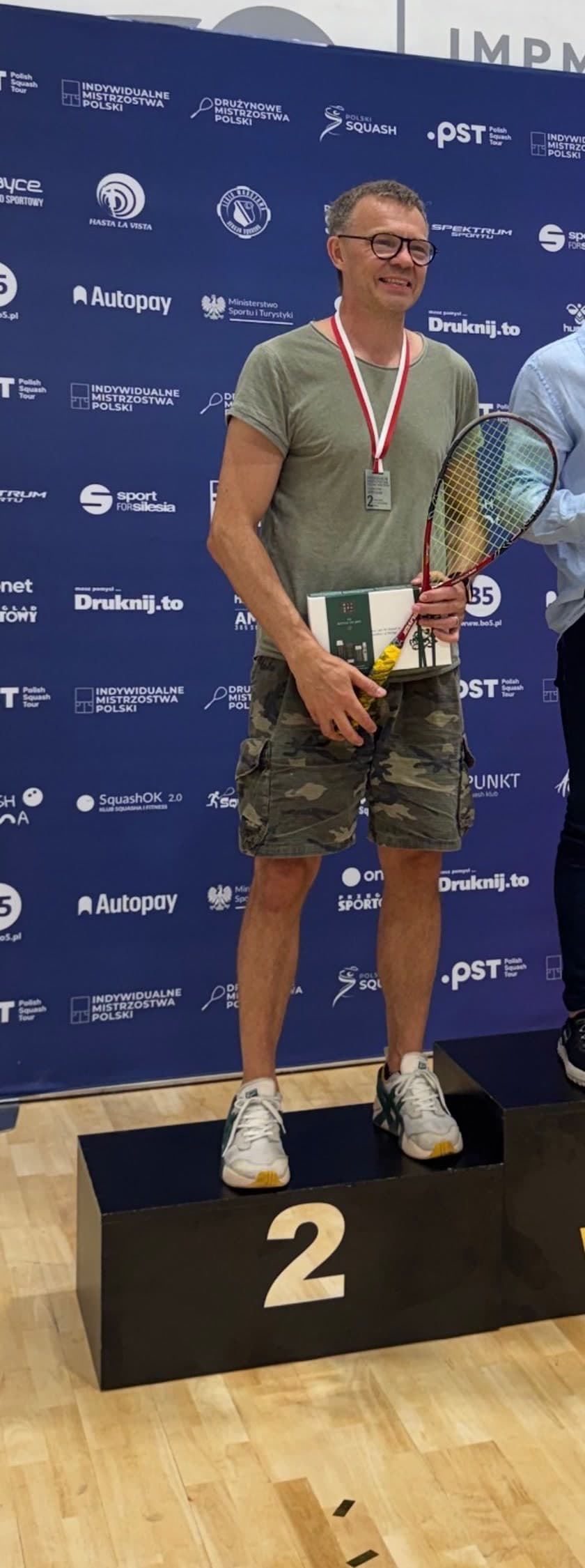Janusz Plencler on the second-place podium at the 2026 Polish Individual Masters M55+ finals
